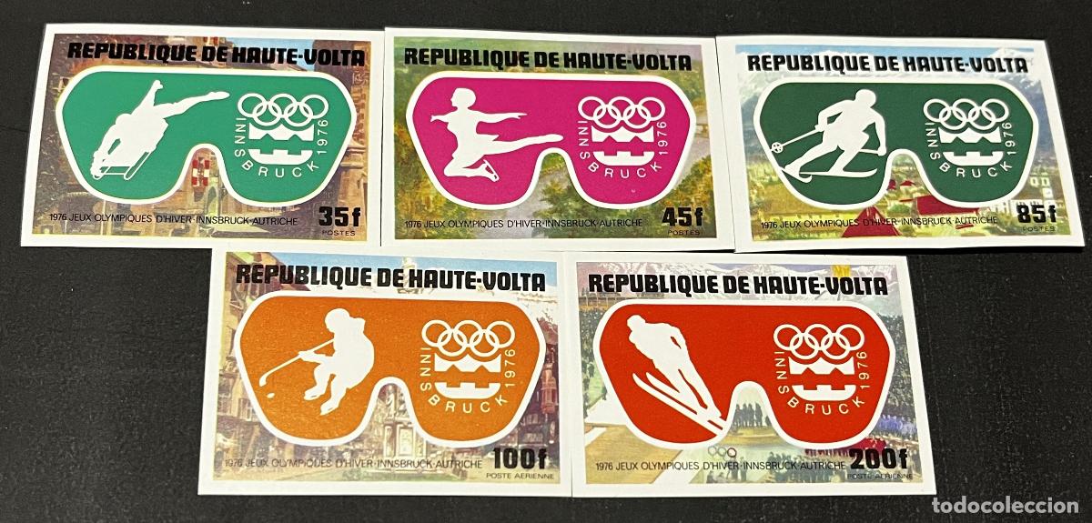 Stamps: Alto Volta 1976 Mi. 603-607 ND JO invierno Innsbruck ski trineo patinaje