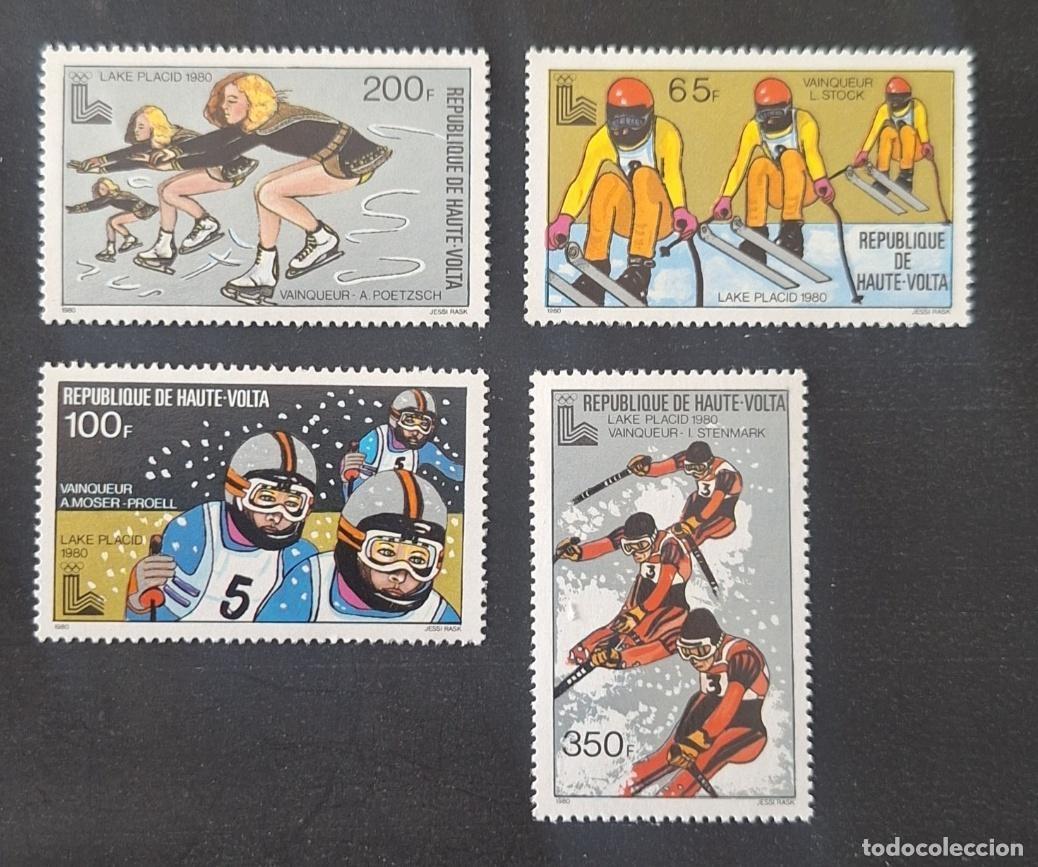 Sellos: Alto Volta 1980 Mi. 787-790 JO Lake Placid patinaje esqu&iacute; luge