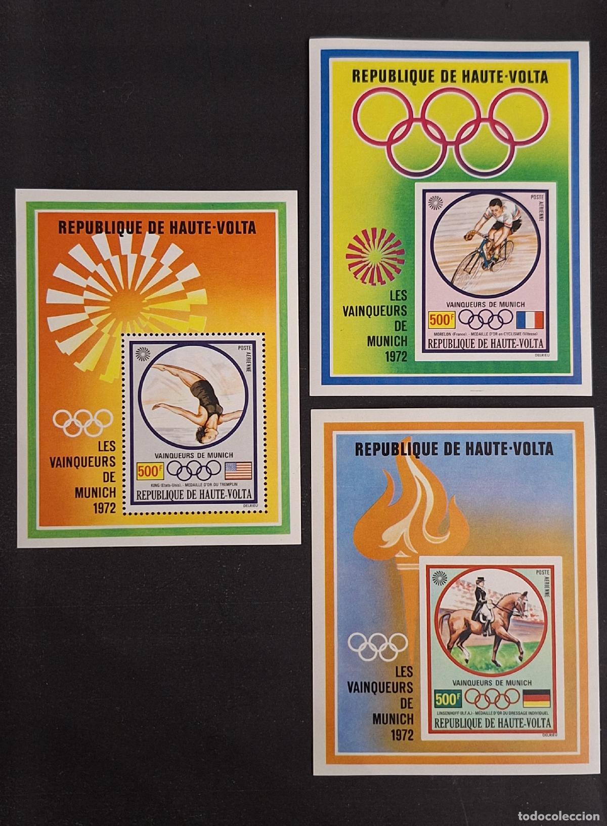 Sellos: Alto Volta 1972 Mi. Bl. 6-8 ND Ol&iacute;mpicos Munich ganadores deporte