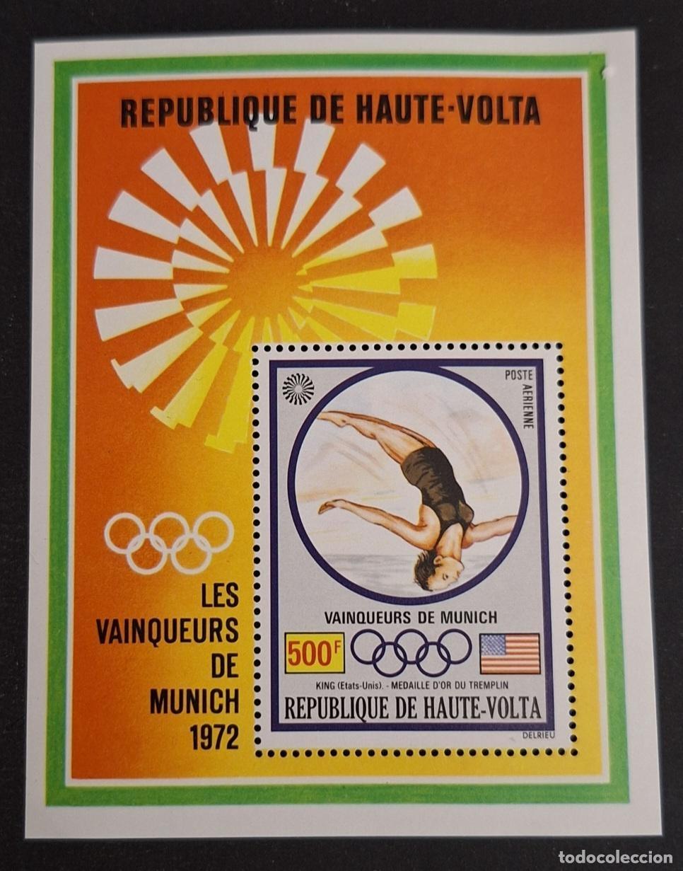 Sellos: Alto Volta 1972 Mi. Bl. 6 JJ.OO. M&uacute;nich salto King