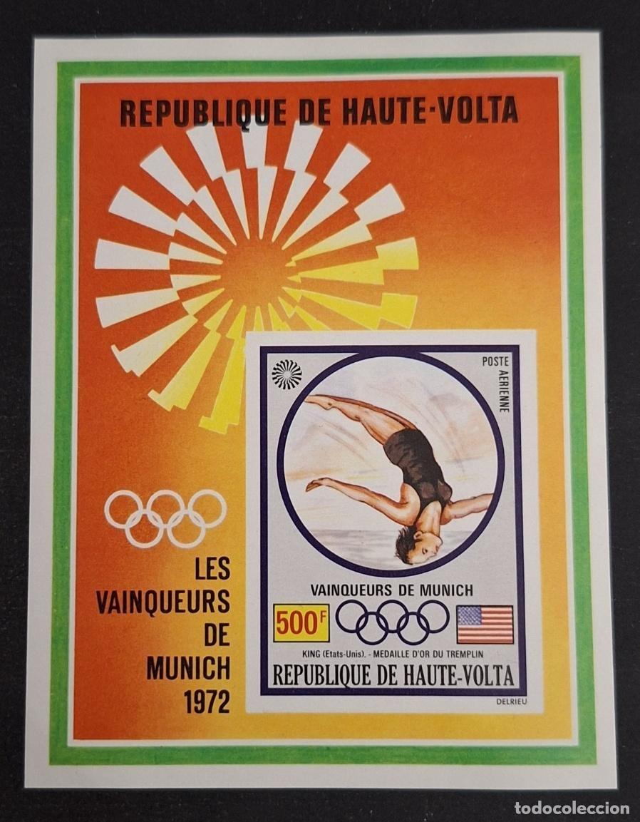 Sellos: Alto Volta 1972 Mi. Bl. 6 ND JO Munich salto trampol&iacute;n King