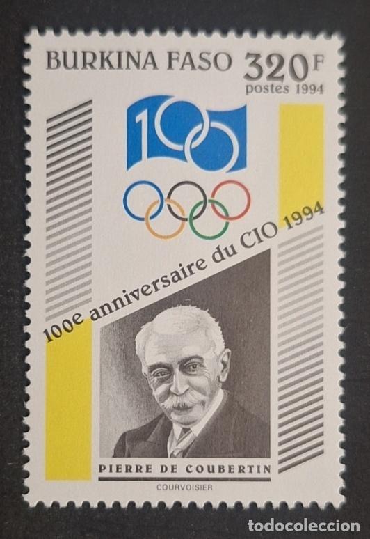 Selos: Burkina Faso 1994 Mi. 1322 Pierre de Coubertin 100&deg; aniversario COI