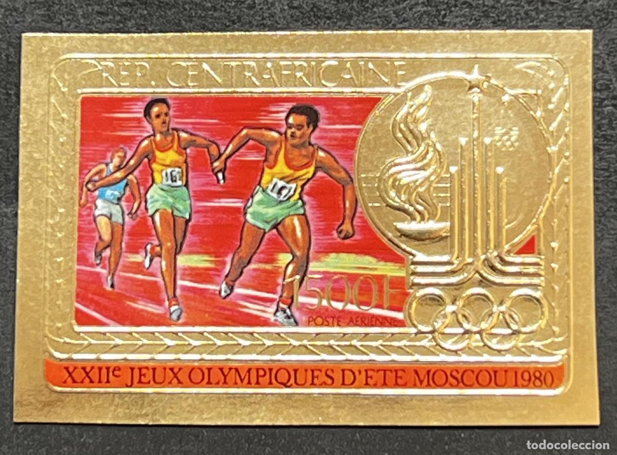 Sellos: Centro&aacute;frica 1980 Mi. 686B ND Juegos Ol&iacute;mpicos Mosc&uacute; carrera oro