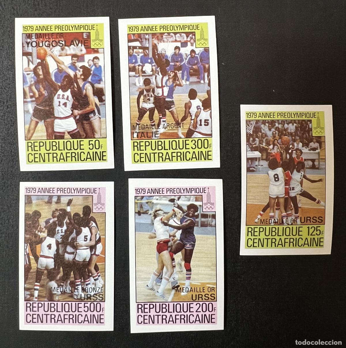 Stamps: Centro&aacute;frica 1979 Mi. 697-701B ND baloncesto preol&iacute;mpico Mosc&uacute;