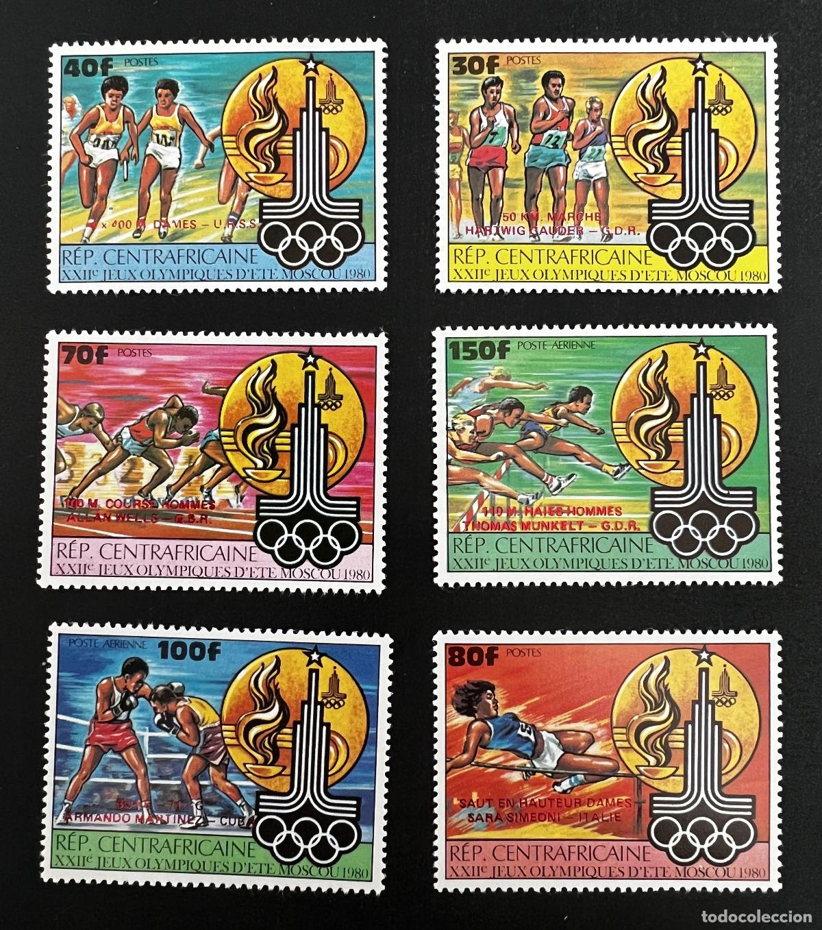 Briefmarken: Centro&aacute;frica 1980 Mi. 726-731 JJ.OO. Mosc&uacute; atletismo boxeo