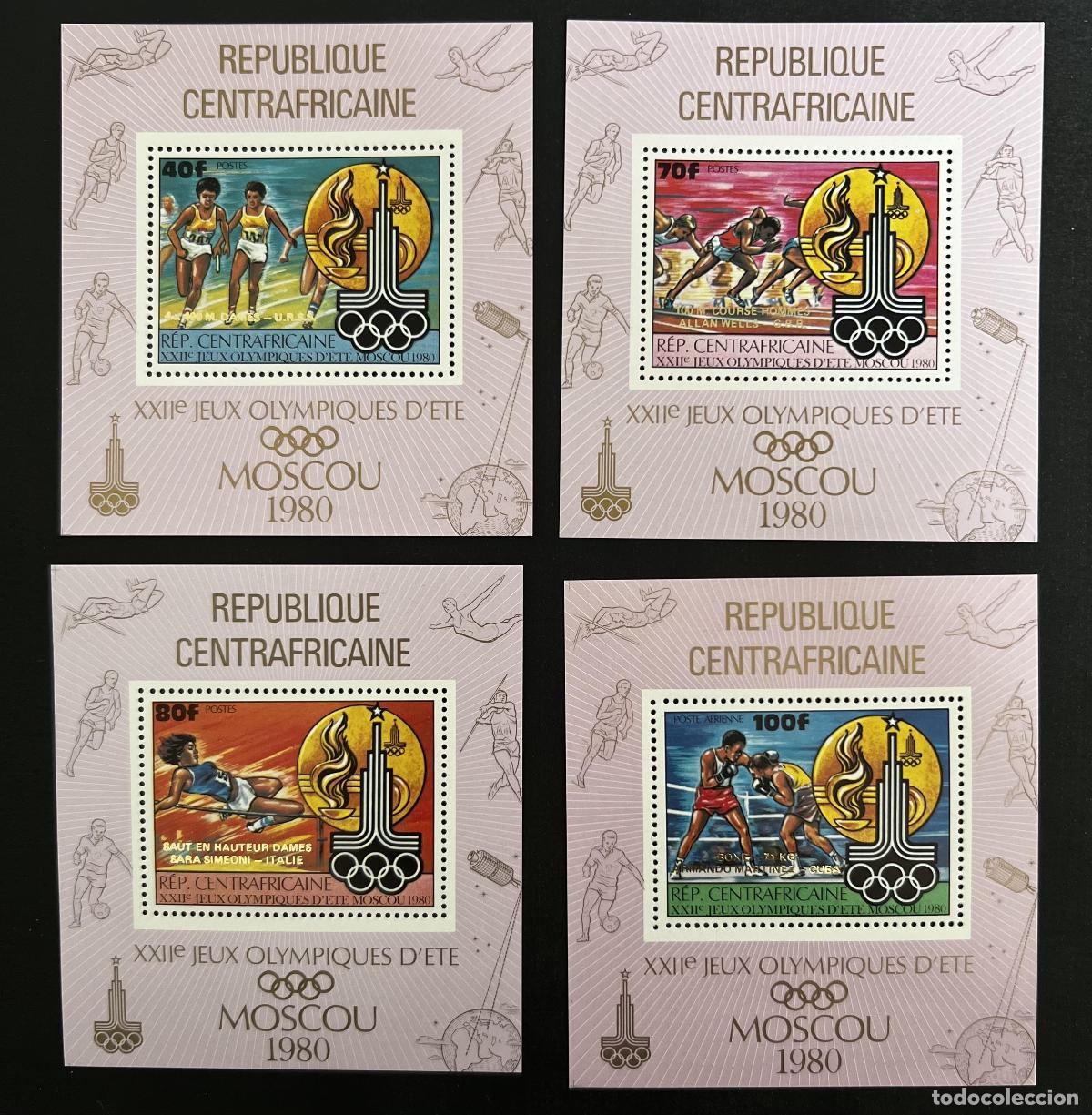 Briefmarken: Centro&aacute;frica 1980 Mi. Bl. 116-121 JO Mosc&uacute; atletismo boxeo salto