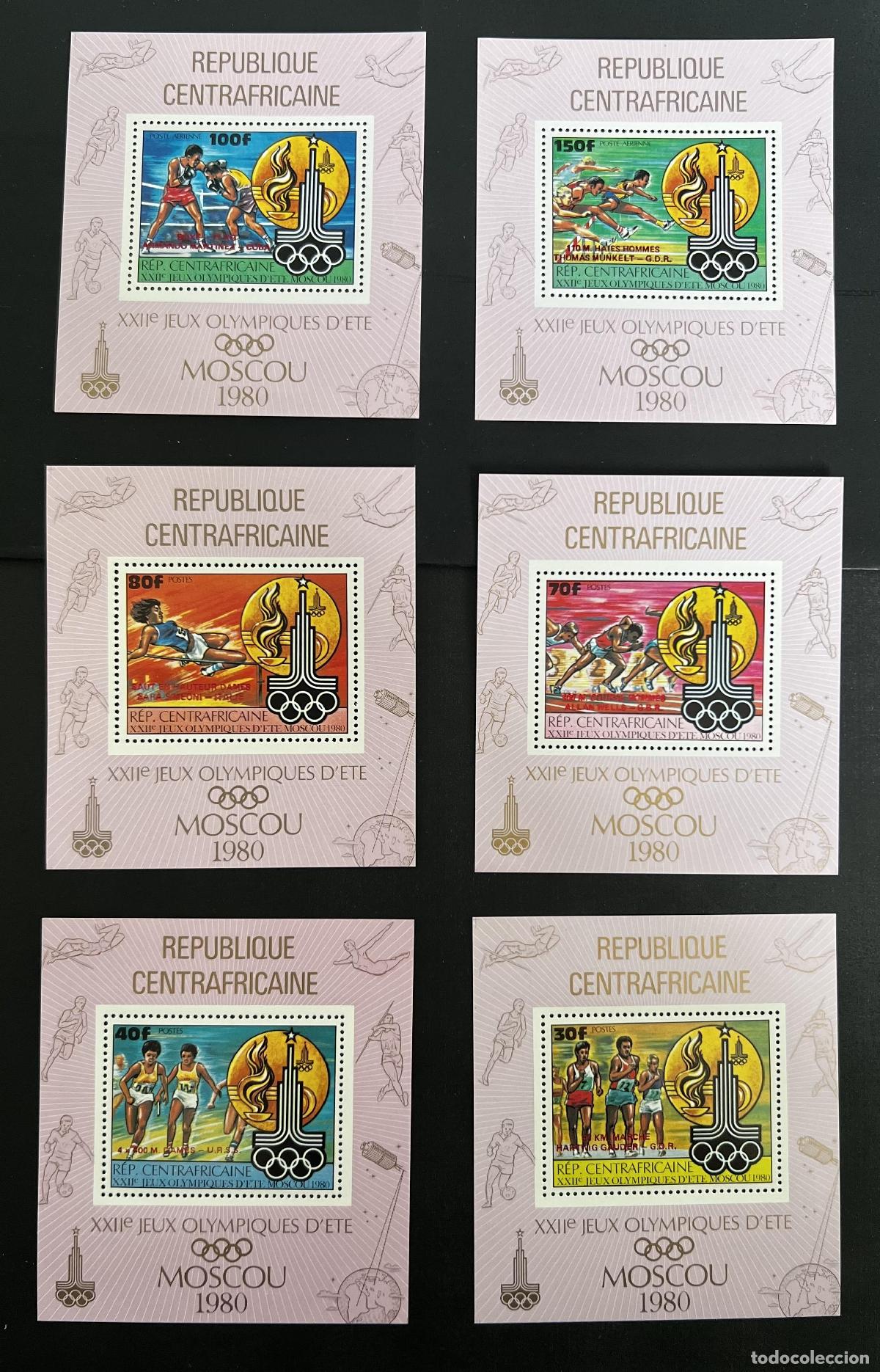 Timbres: Centro&aacute;frica 1980 Mi. Bl. 116-121 Juegos Ol&iacute;mpicos Mosc&uacute; deporte