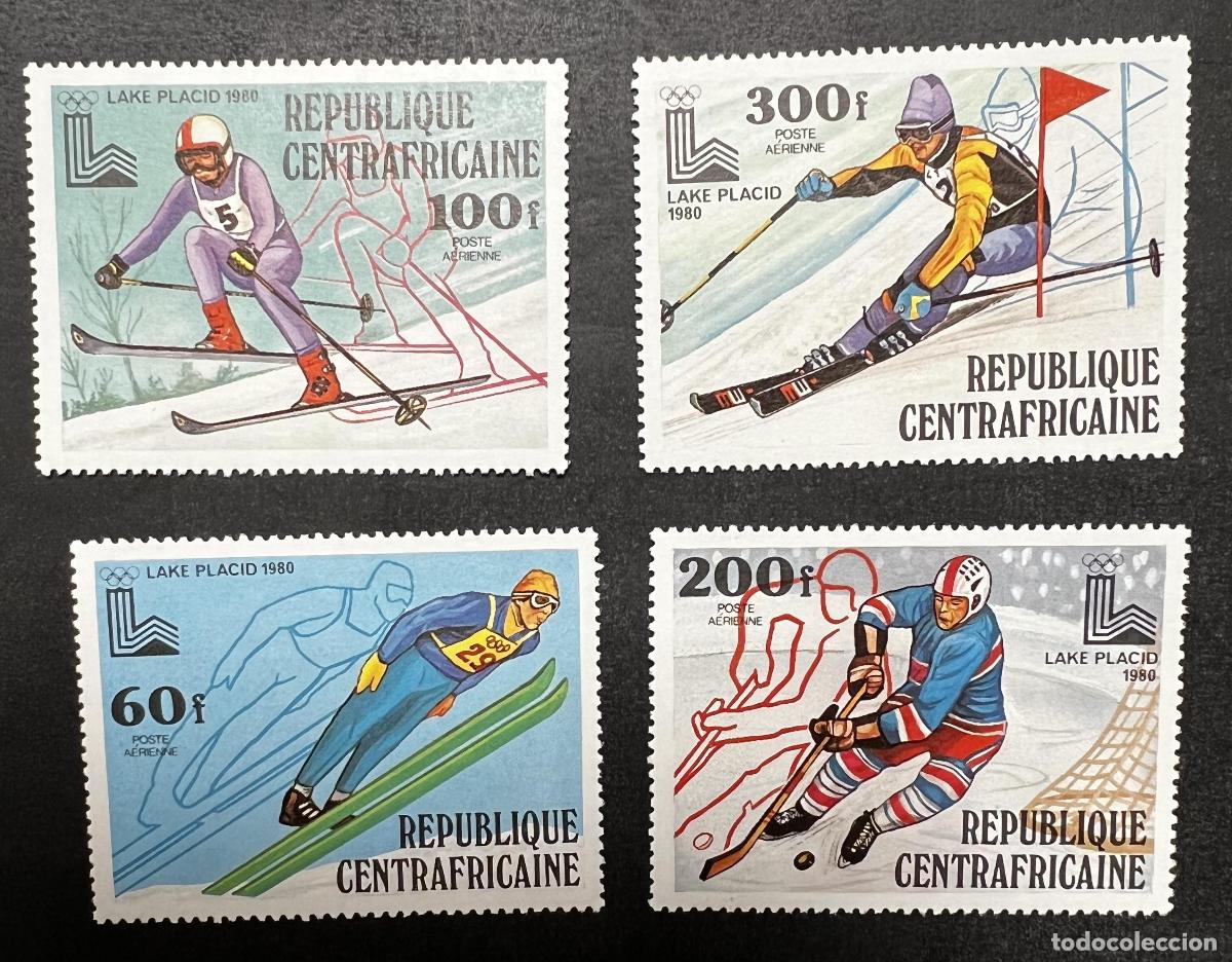 Sellos: Centro&aacute;frica 1979 Mi. 632-635 JO Lake Placid 1980 ski hockey