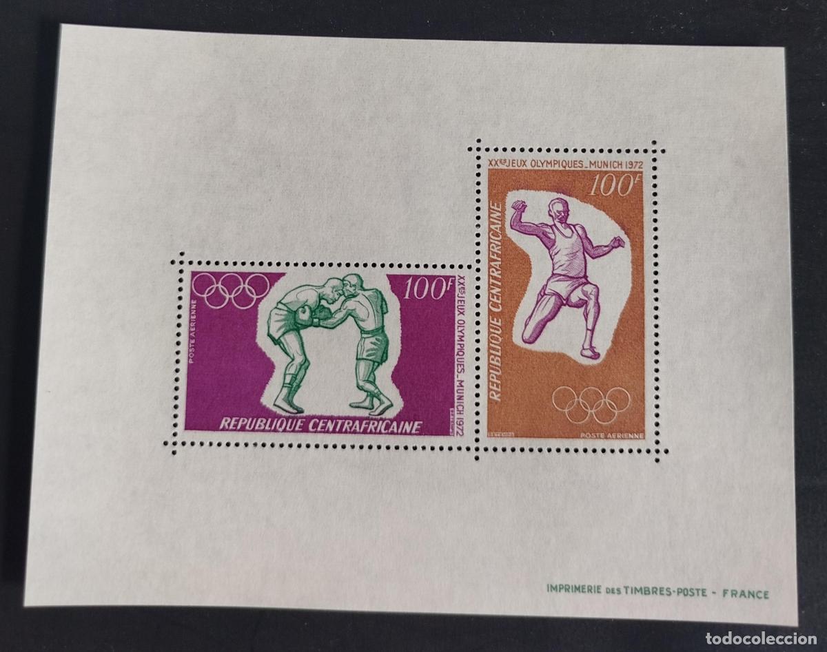 Sellos: Centro&aacute;frica 1972 Mi. Bl. 6 Juegos Ol&iacute;mpicos M&uacute;nich boxeo lanzamiento