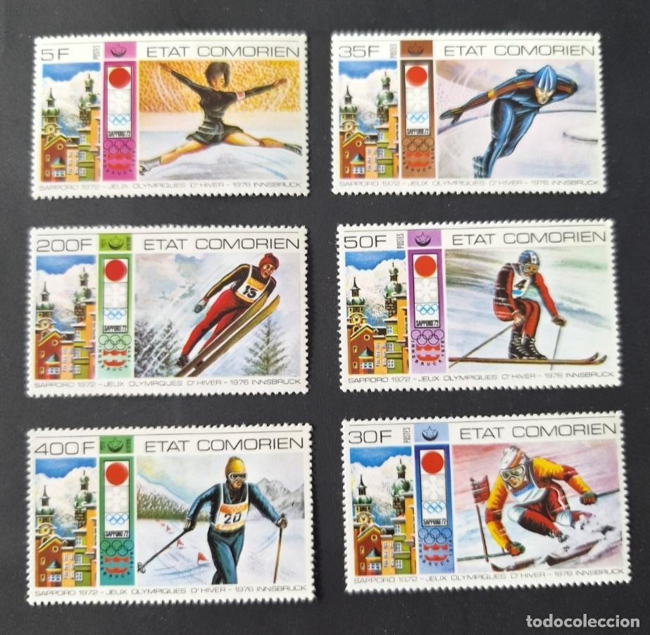 Sellos: Comoras 1976 Mi. 266-271 JJ.OO. Invierno Sapporo Innsbruck esqu&iacute;