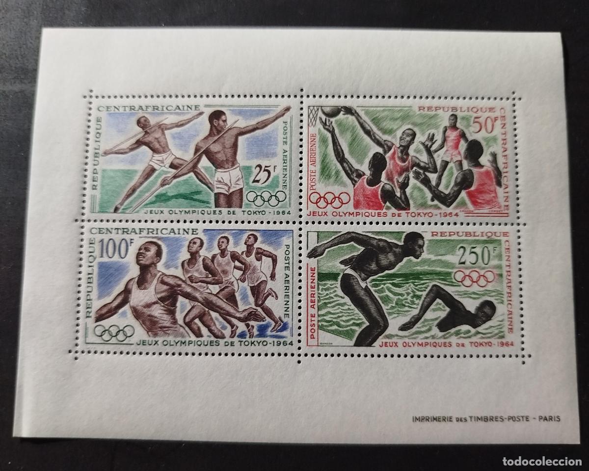 Sellos: Centro&aacute;frica 1964 Mi. Bl.2 Juegos Ol&iacute;mpicos Tokio deporte atletismo