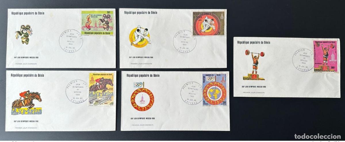 Sellos: Benin 1980 Mi. 225 - 229 Juegos Ol&iacute;mpicos FDC Mosc&uacute; Olympia Horse