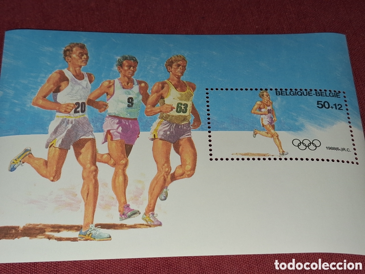 Sellos: HB B&eacute;lgica nuevo 1988. Juegos olimpiada. Se&uacute;l. Deporte. Competici&oacute;n. Carreras. Atletas.