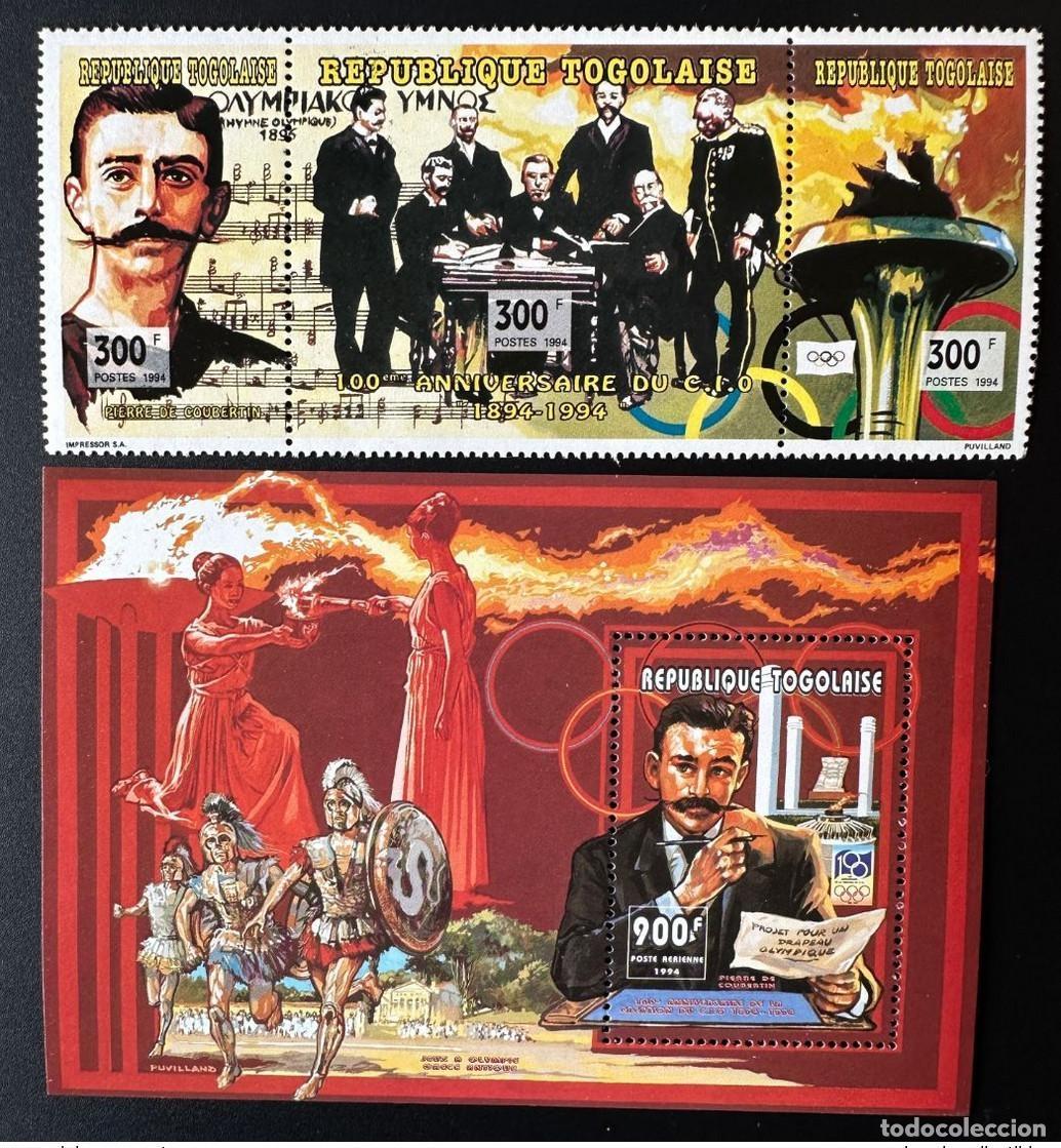 Sellos: Togo 1994 Mi. 2198 - 2200 A Bl. 359 Juegos Ol&iacute;mpicos 100 a&ntilde;os 1894 CIO Coubertin