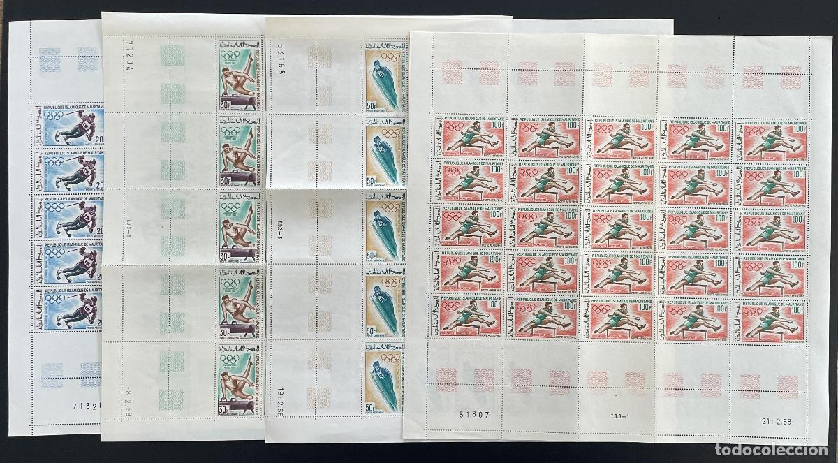 Sellos: Mauritania 1968 YT PA 73-76 bloque JJ.OO. Grenoble M&eacute;xico