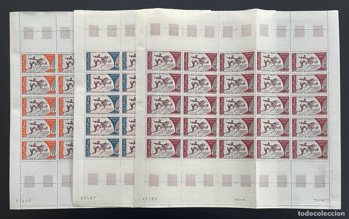 Sellos: Mauritania 1972 YT PA 123-125 tabl&oacute;n Juegos Ol&iacute;mpicos Munich deporte