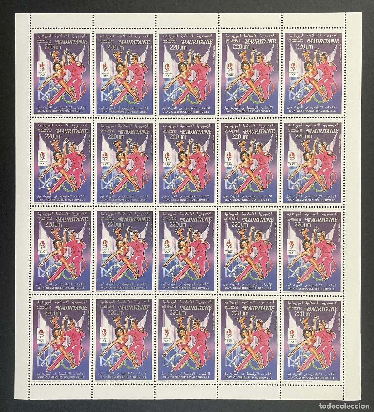 Sellos: Mauritania 1991 YT PA 270a tabl&oacute;n JJ Invierno Albertville VARIEDAD