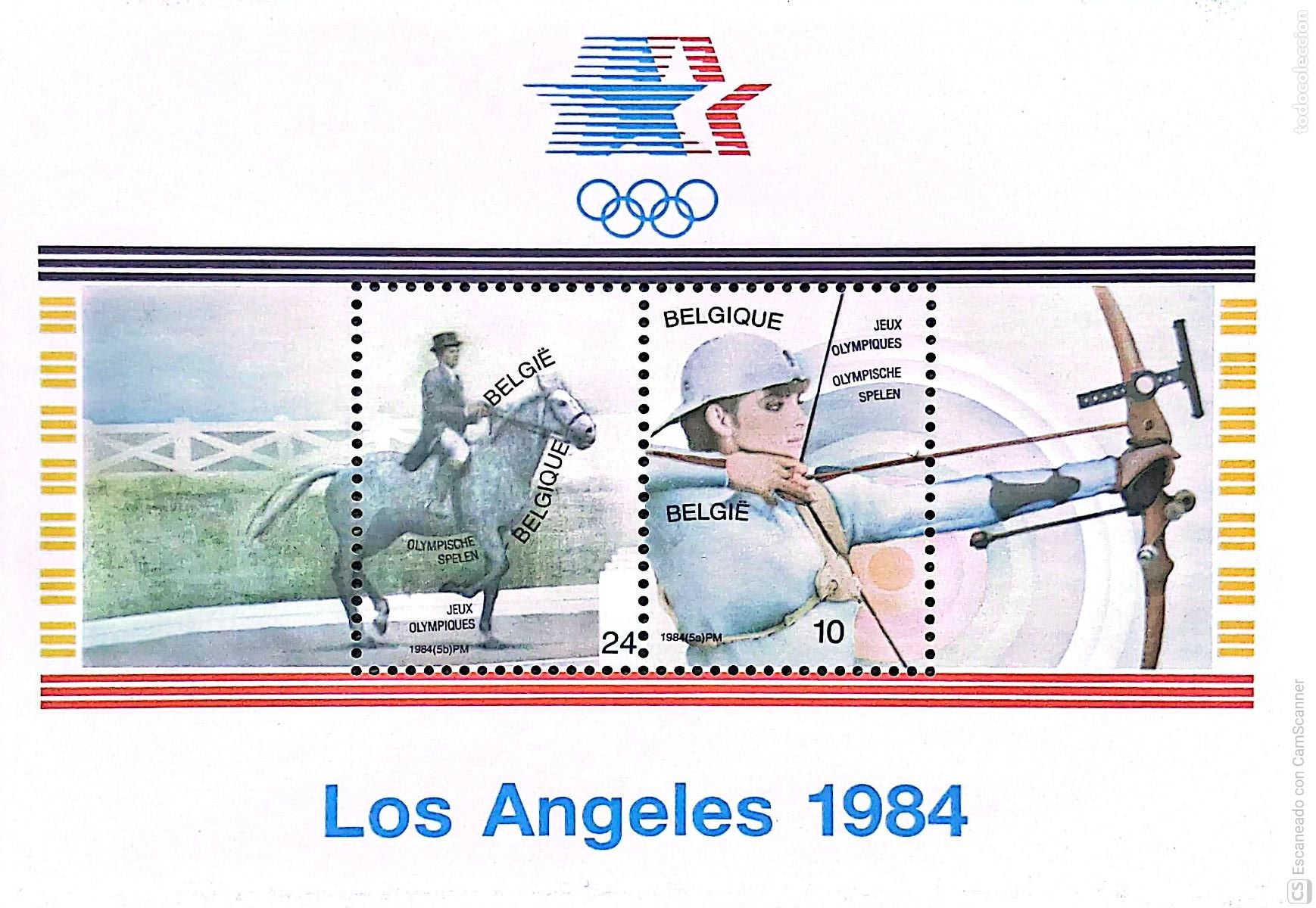 Sellos: B&eacute;lgica. HB 60 Juegos ol&iacute;mpicos de los Algeles: Equitaci&oacute;n y tiro con arco. 1984, ﻿Sellos nuevos y