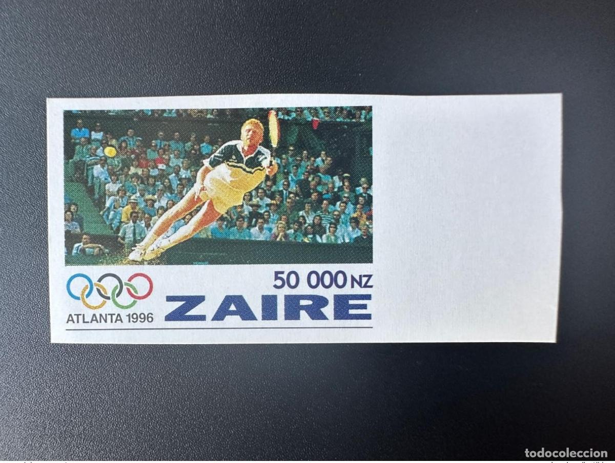 Sellos: Congo Zaire 1996 COB 1496 IMPERF ND papel cart&oacute;n Juegos Ol&iacute;mpicos de Tenis Atlanta