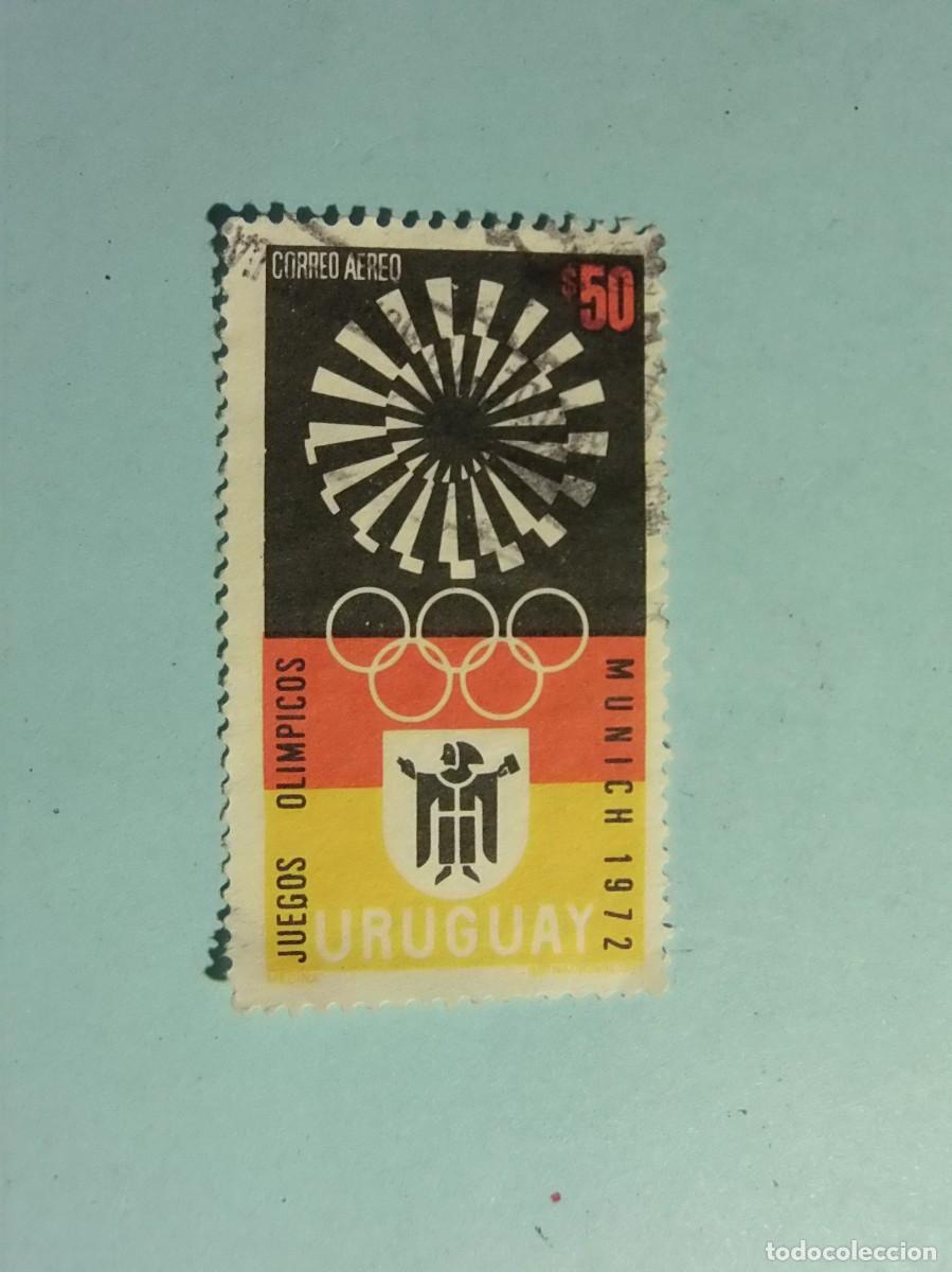 Sellos: URUGUAY 1972 - DEPORTES- JUEGOS OLYMPICOS MUNICH - Bandera de Alemania, emblema.