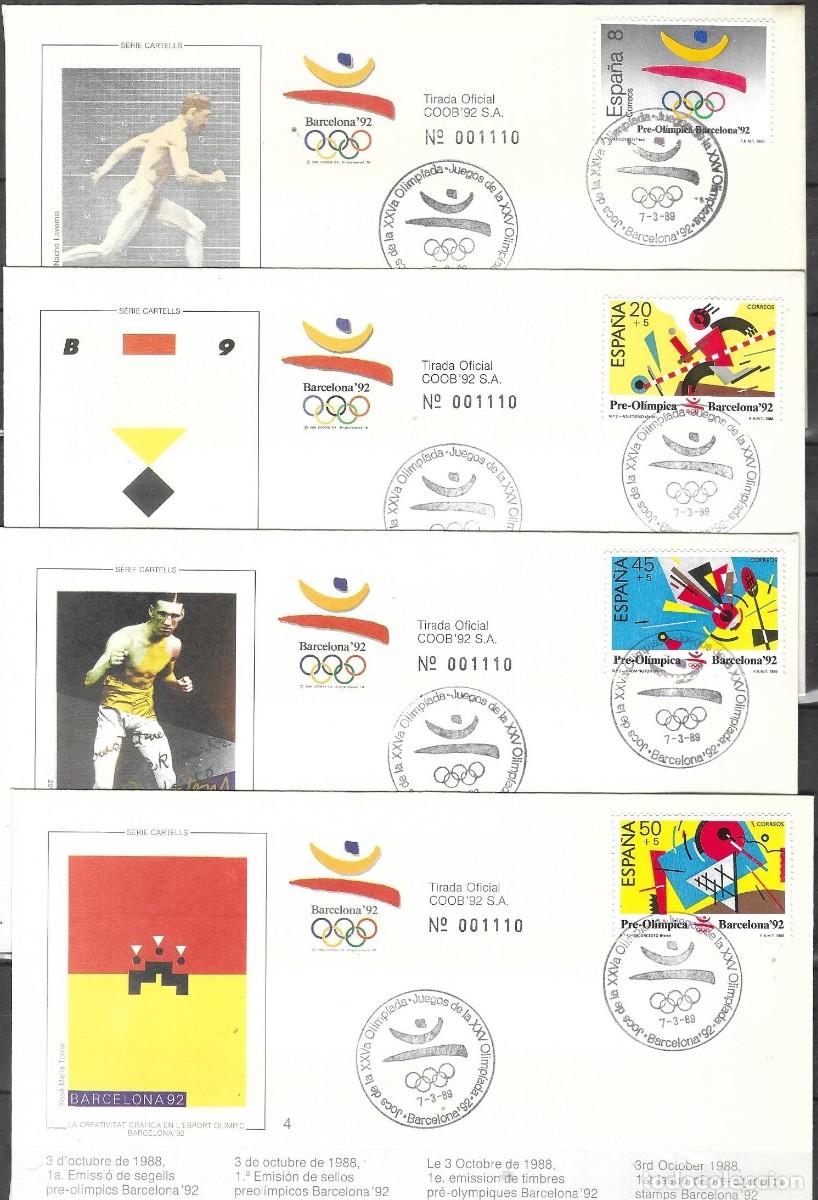 Sellos: JJOO de Barcelona '92 Emisi&oacute;n Oficial Limitada del COOB '92 (1&ordf; Serie Preol&iacute;mpica, Edifil 2963/66