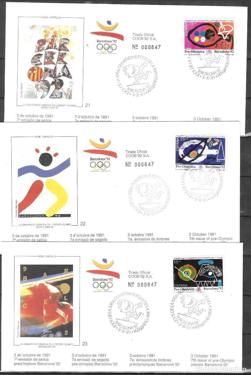 Sellos: Juegos Ol&iacute;mpicos de Barcelona '92 (7&ordf; Emisi&oacute;n Preol&iacute;mpica, Edifil 3134-3136