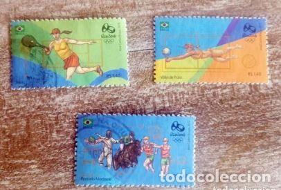 Timbres: 3 SELLO USADO BRASIL 2015- OLIMPIADAS RIO 2016