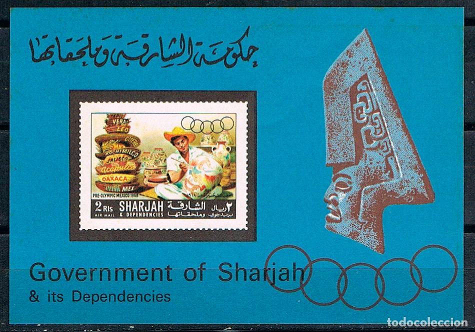 Briefmarken: SHARJAH N&ordm; 370, Juegos ol&iacute;mpicos de M&eacute;jico, hoja bloque sin dentar, nuevo ***