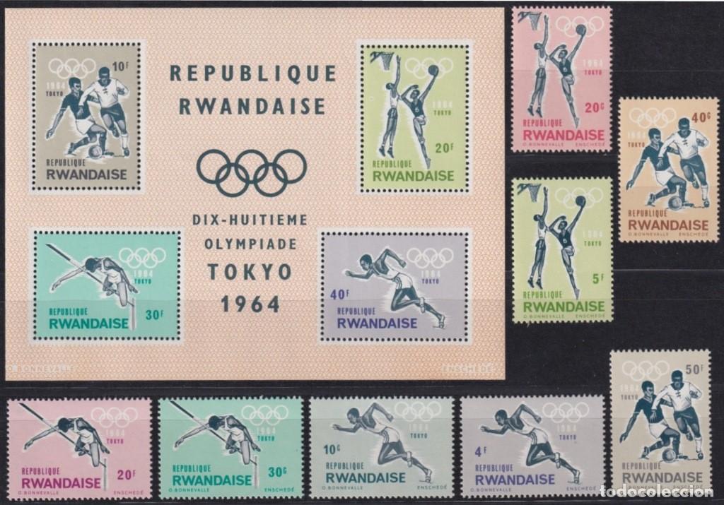 Selos: F-EX62872 RWANDA MNH 1964 TOKYO OLYMPIC GAMES ATHLETISM SOCCER BASKET.
