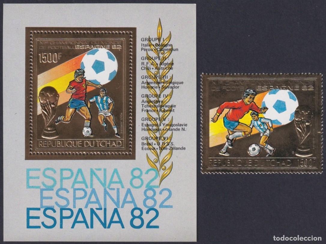 Timbres: F-EX64284 CHAD MNH 1982 WORD CHAMPIONSHIP SOCCER FOOTBALL GOLDEN EMBOSSED.