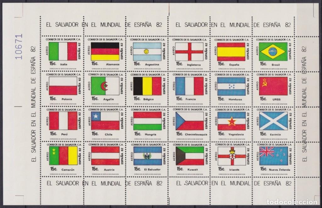 Timbres: F-EX62288 EL SALVADOR MNH 1982 WORLD CHAMPIONSHIP SOCCER FOOTBALL FLAG & COAT ARMS.