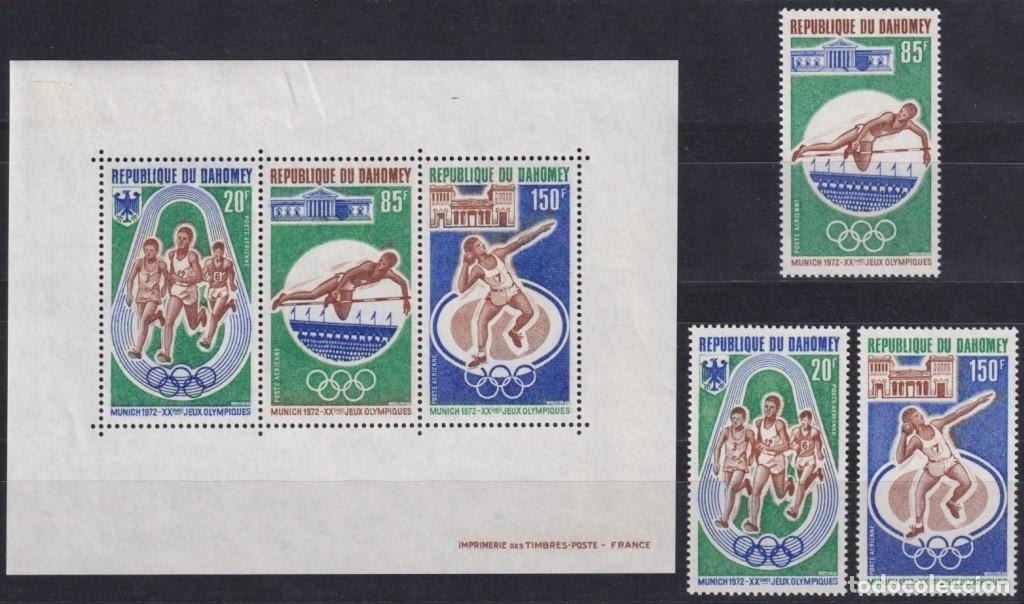 Sellos: F-EX65247 DAHOMEY MNH 1972 MUNICH OLYMPIC GAMES ATHLETISM BASKET.