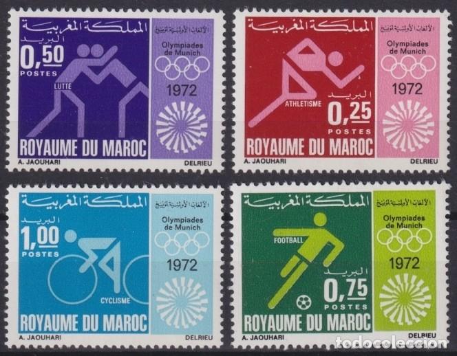 Timbres: F-EX65160 MAROC MOROCCO MNH 1972 MUNICH OLYMPIC GAMES CYCLING SOCCER ATHLETISM.