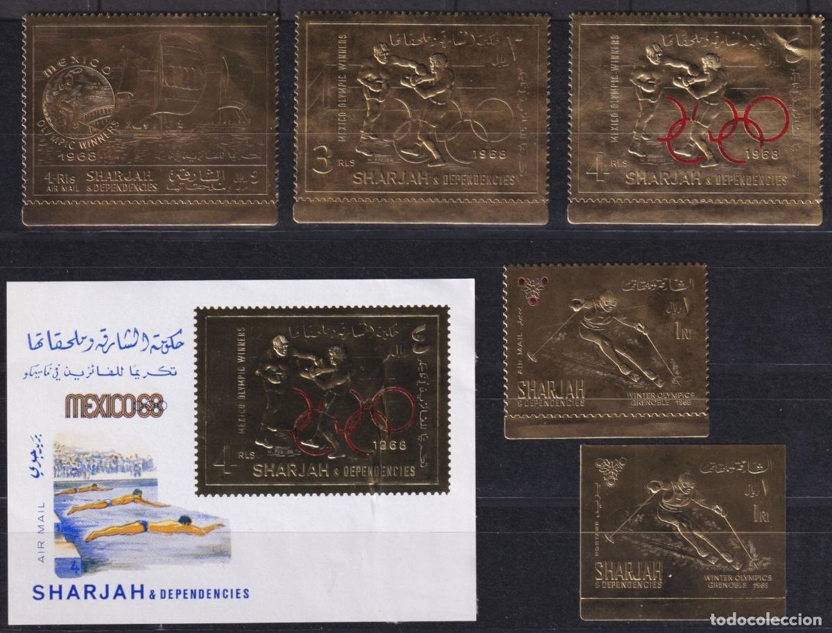 Timbres: F-EX64742 SAUDI ARABIA SHARJAH MNH 1968 ARCHAELOGY OLYMPIC GAMES ATHLETISM GOLDEN EMBOSSED.