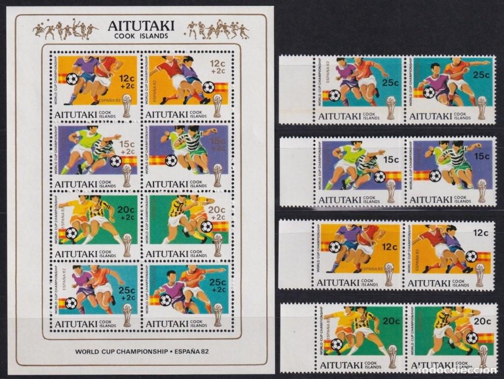Timbres: F-EX65867 AITUTAKI MNH 1982 SPAIN SOCCER FUTBOL CHAMPIONSHIP PAIR + MINI SHEET.