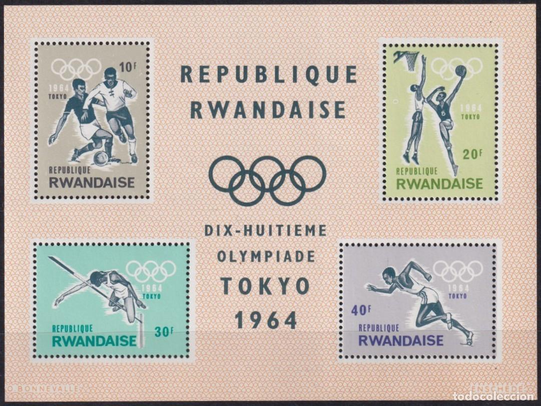 Francobolli: F-EX63619 RWANDA MNH 1964 TOKYO OLYMPIC GAMES ATHLETISM SOCCER BASKET.
