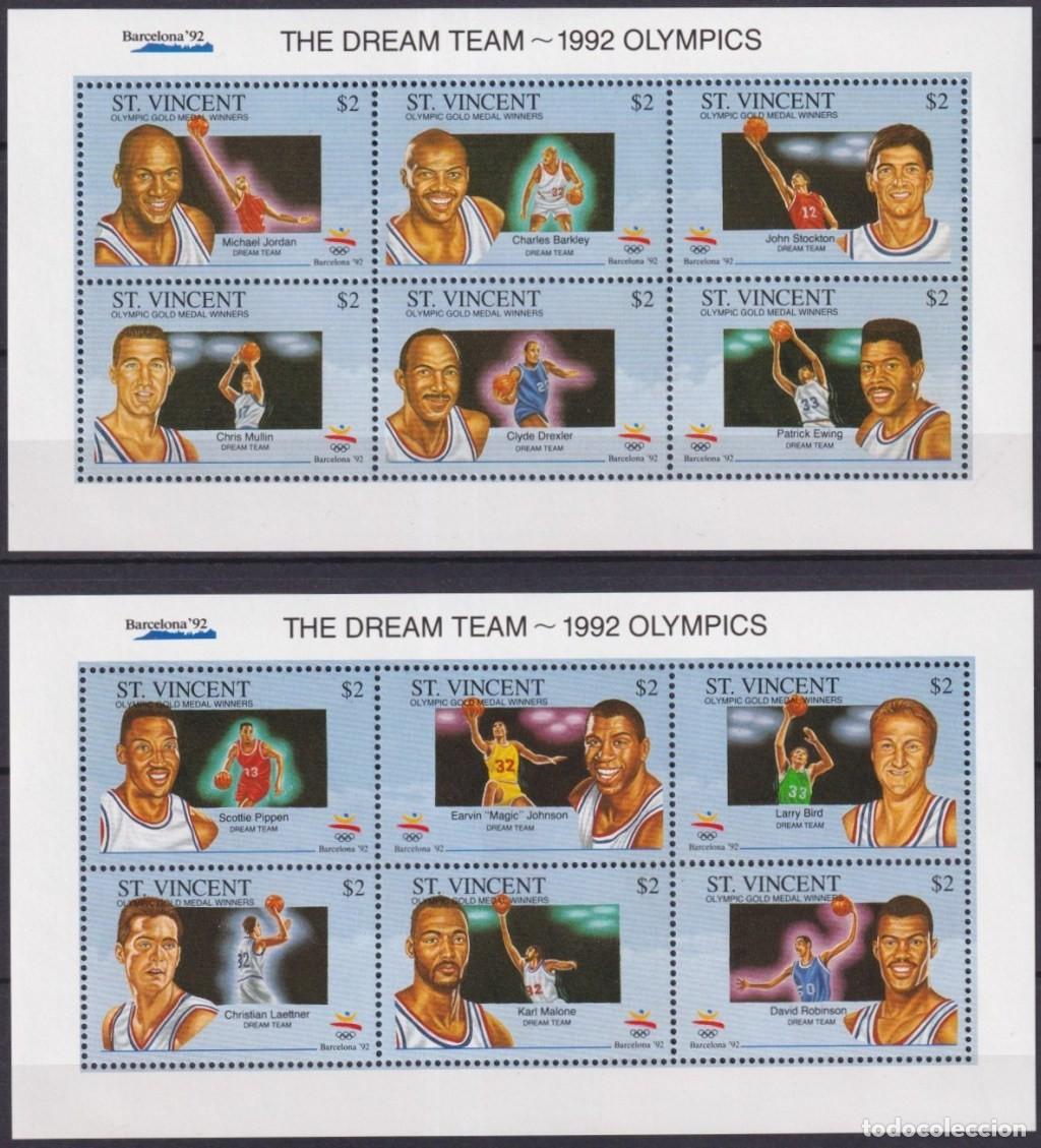 Briefmarken: F-EX62680 ST VINCENT MNH 1992 BARCELONA OLYMPIC GAMES DREAM TEAM BASKETBALL.