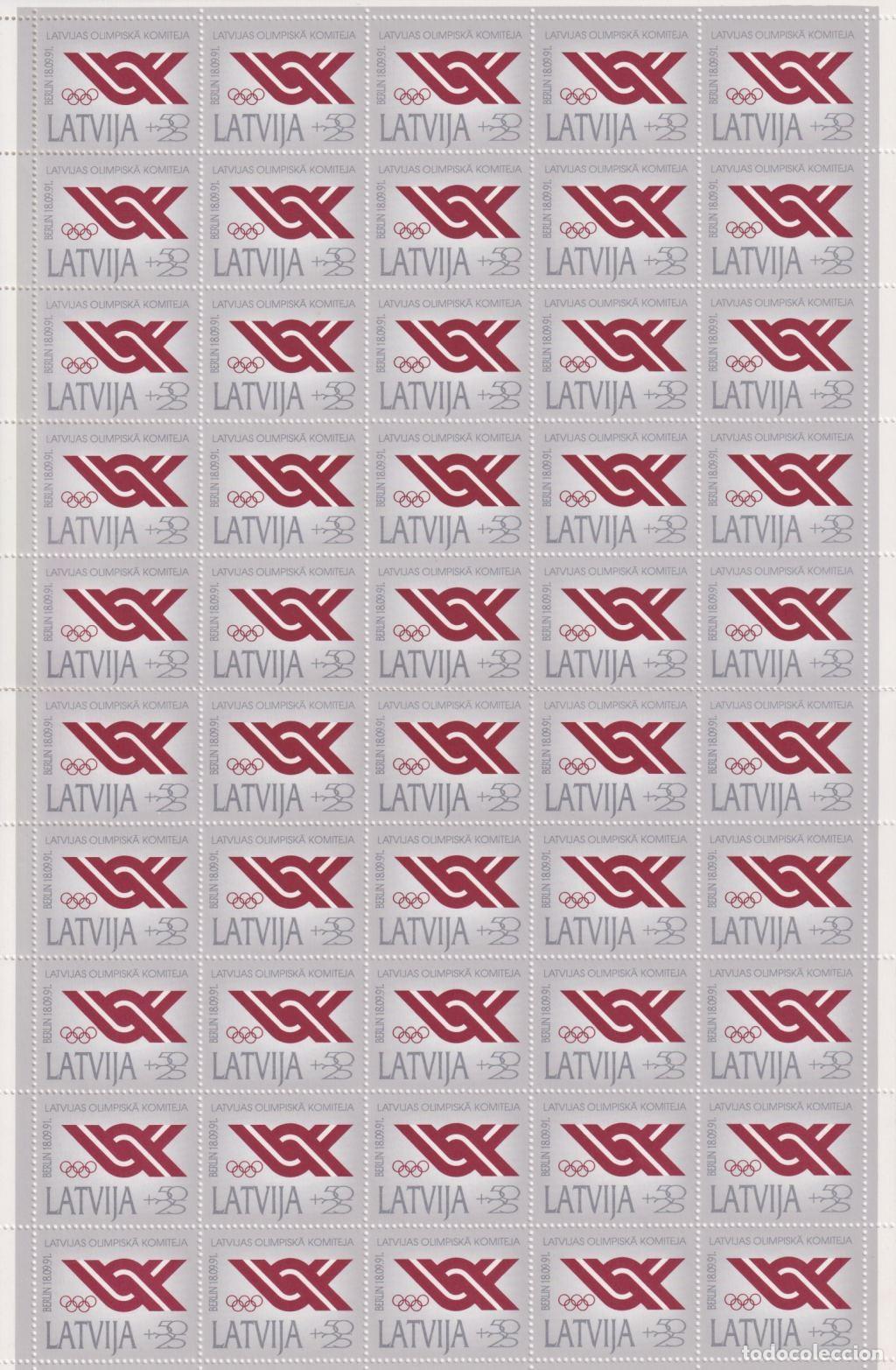 Selos: F-EX65037 LATVIJA 1990 RECOGNITION OF OLYMPIC LATVIA COMMITTEE SPECIAL SHEET OF 50.