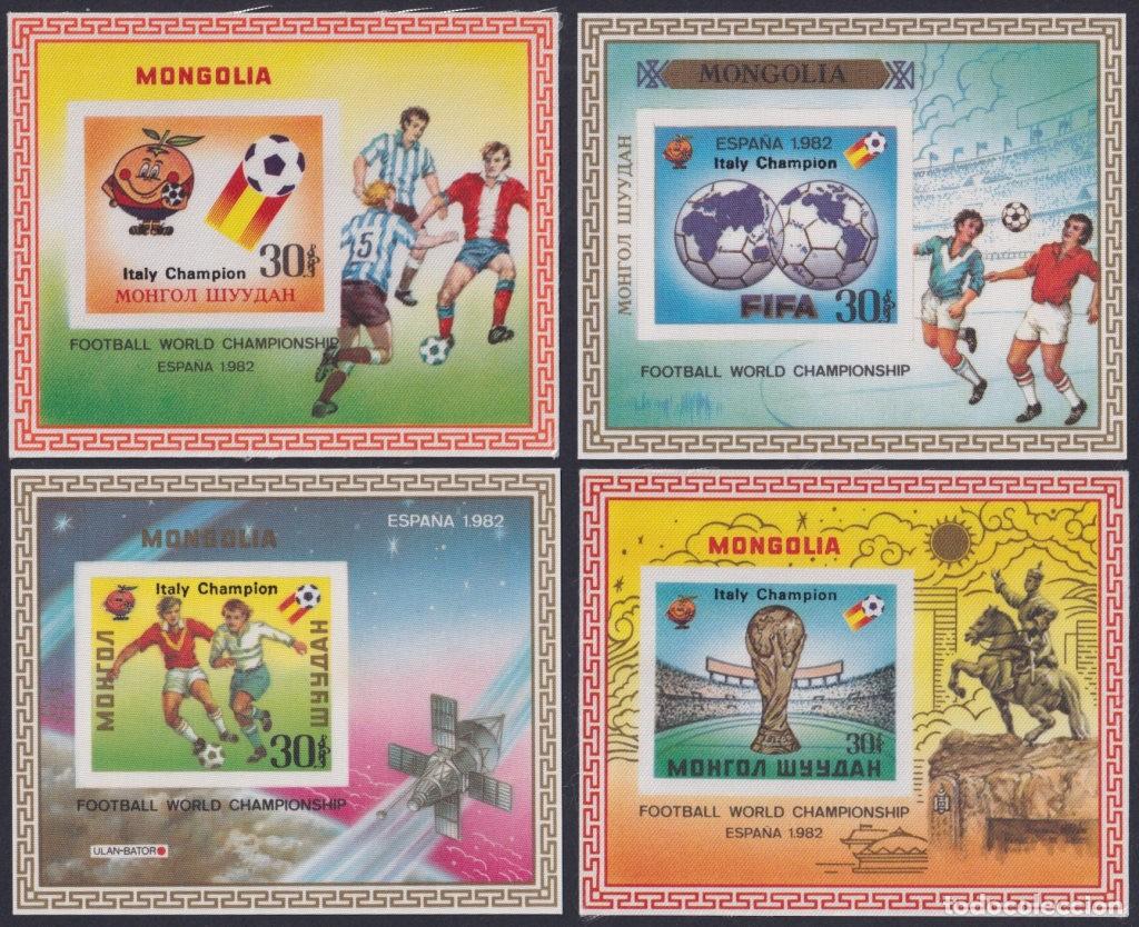 Selos: F-EX46792 MONGOLIA 1982 RARE TEXTURE &ldquo;COSTUMES&rdquo; 6 SHEET SOCCER CUP FOOTBALL.