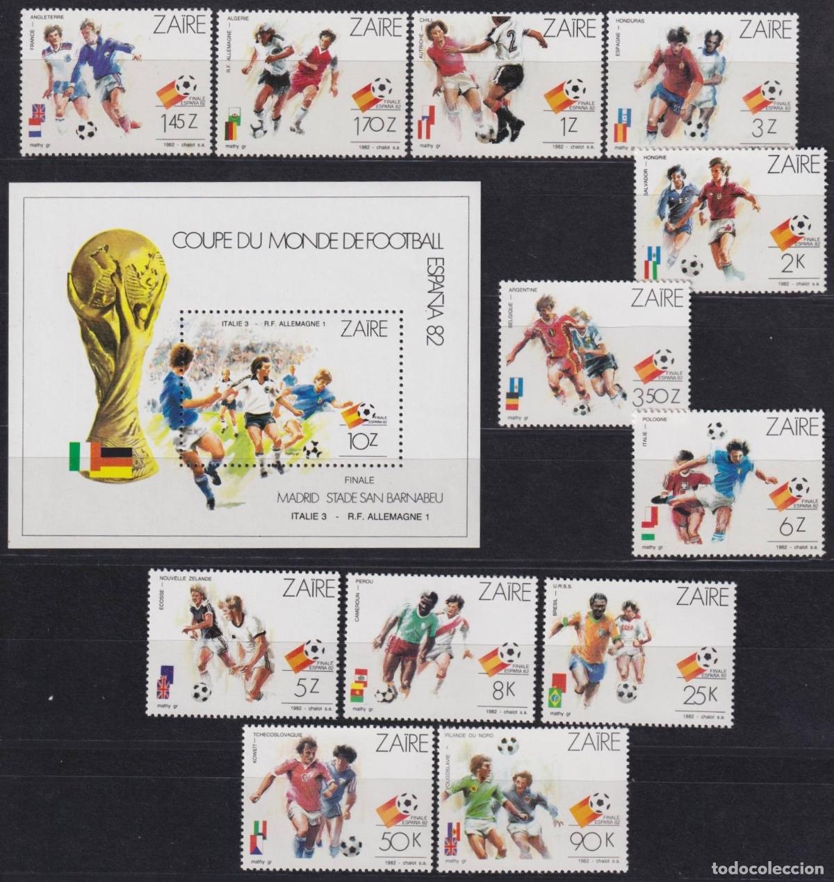 Timbres: F-EX63629 ZAIRE MNH 1982 SHEET SPAIN SOCCER WORLD CUP FUTBOL.