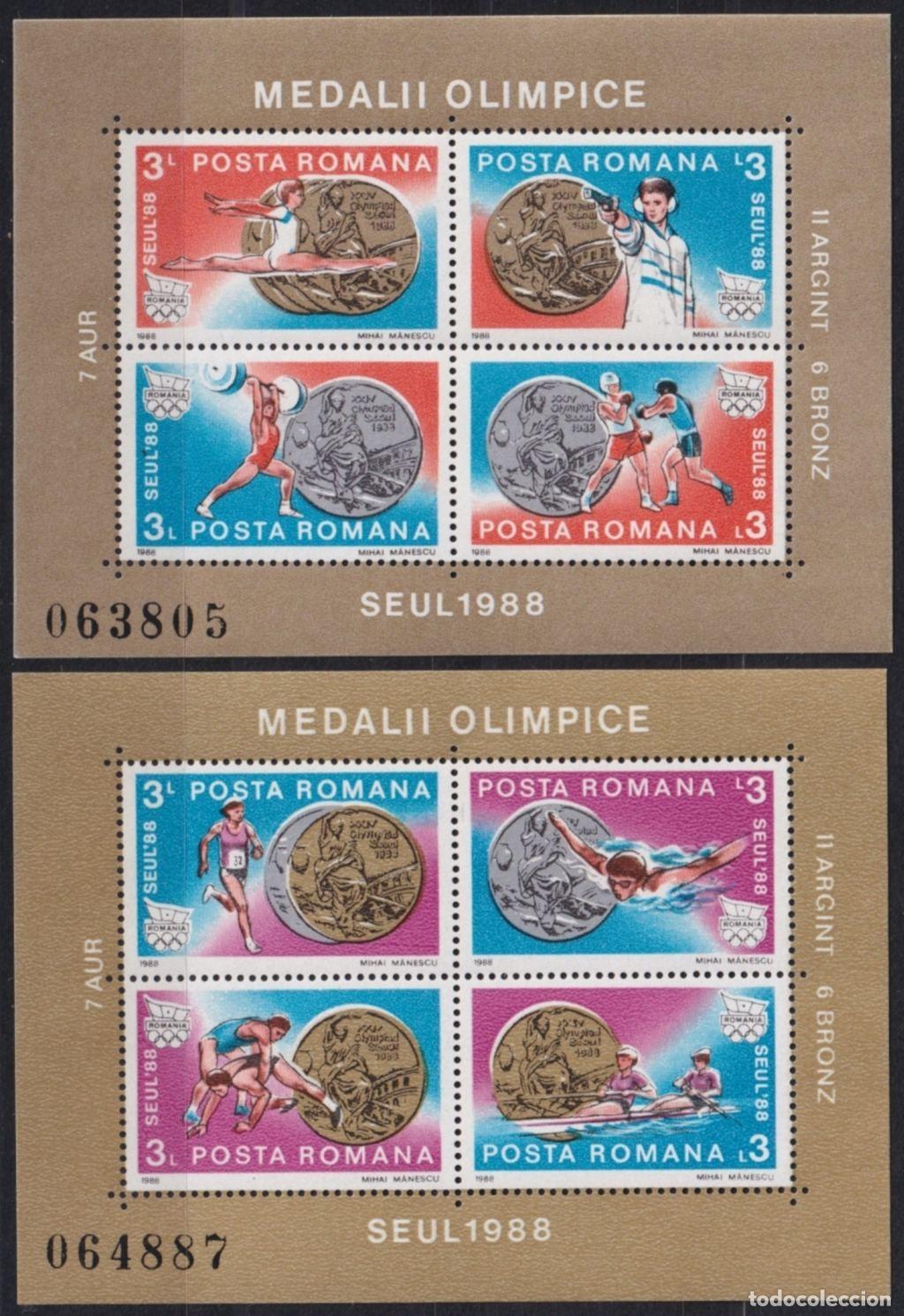 Briefmarken: F-EX65141 RUMANIA MNH 1988 SEOUL OLYMPIC GAMES ATHLETISM BOXING SHUTTING GYMNASTICS.