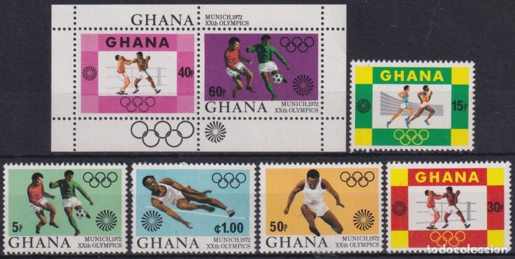 Sellos: F-EX65145 GHANA MNH 1972 MUNICH OLYMPIC GAMES ATHLETISM BOXING SOCCER.
