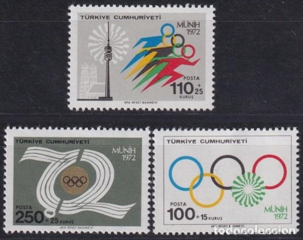 Stamps: F-EX65154 TURKEY MNH 1972 MUNICH OLYMPIC GAMES ATHLETISM OLYMPIC RINGS.
