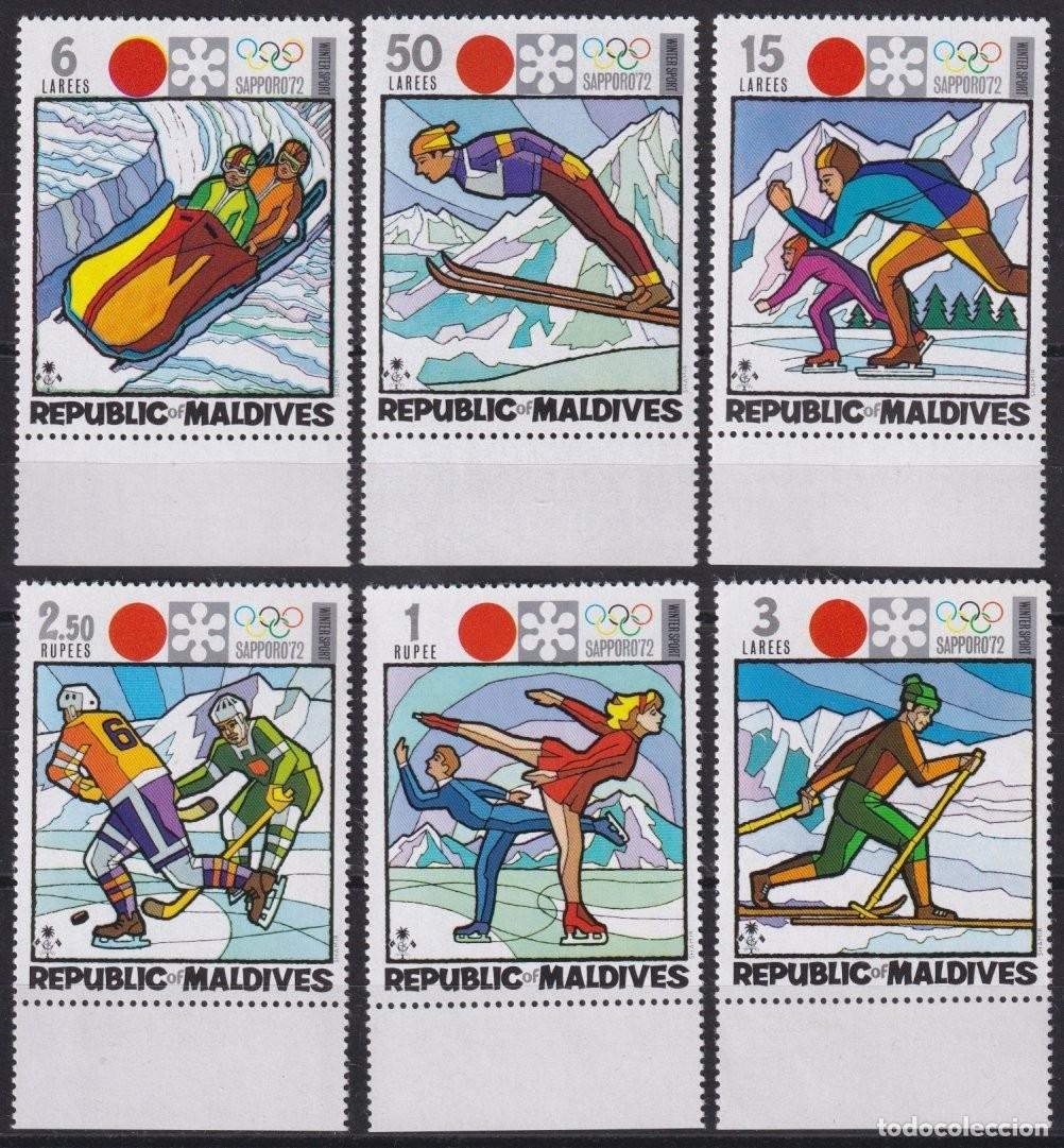 Stamps: F-EX65158 MALDIVES MNH 1972 WINTER OLYMPIC GAMES SAPPORO SKI SKIITING.