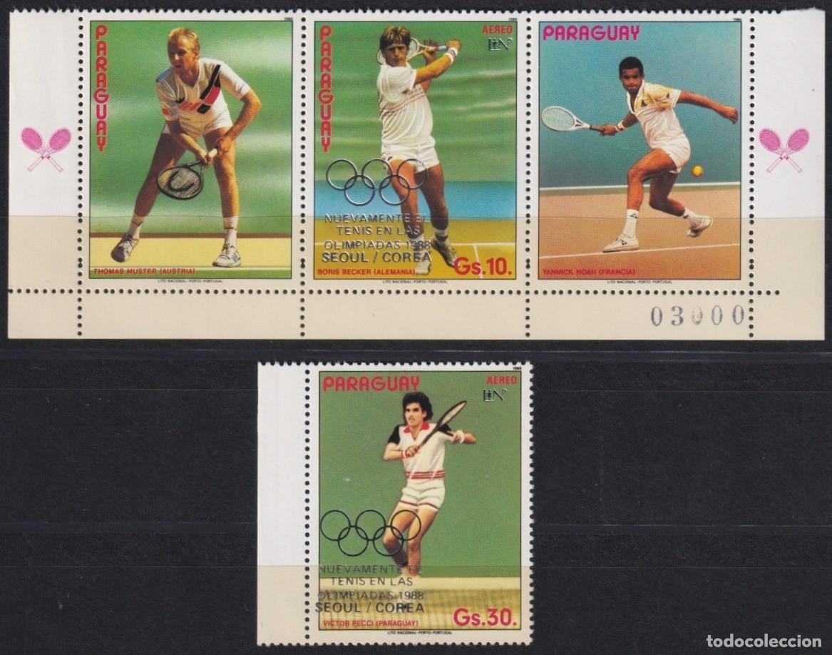Selos: F-EX65168 PARAGUAY MNH 1987 SEOUL SILVER OVERPRINT OLYMPIC GAMES TENNIS.