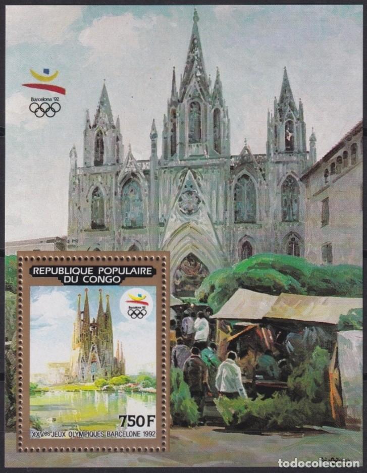 Selos: F-EX65170 CONGO MNH 1992 BARCELONA OLYMPIC GAMES HOLLY FAMILY CHURCH.
