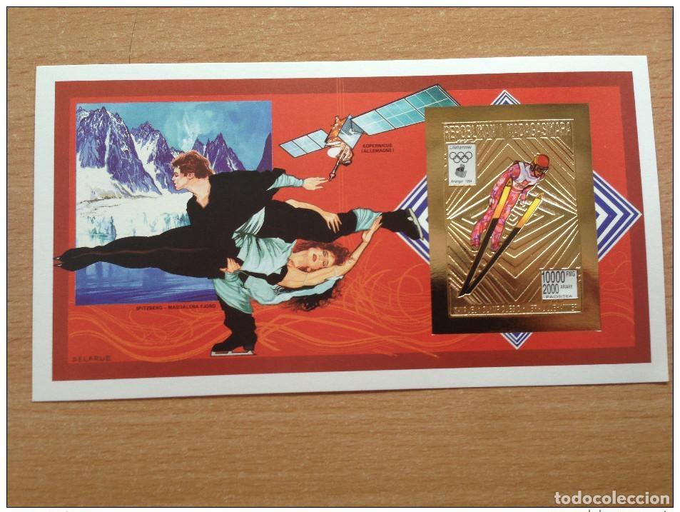 Sellos: Madagascar 1994 IMPERF ND Block Juegos Ol&iacute;mpicos Lillehammer ** oro