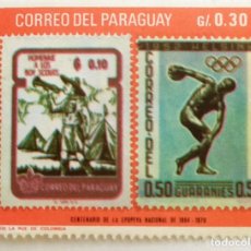 Sellos: SELLO DE PARAGUAY 0,30 G - 1968 - SELLOS CENTENARIO - NUEVO SIN SEÑAL DE FIJASELLOS. Lote 235788425