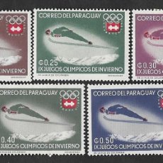 Sellos: SE)1964 PARAGUAY, 9TH WINTER OLYMPIC GAMES, 5 MNH STAMPS