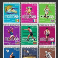 Sellos: SD)1988 PARAGUAY COMPLETE SERIES SPORTS, OLYMPIC GAMES MEXICO '88, 10C, 15C, 20C, 25C 12.45C AND 50C